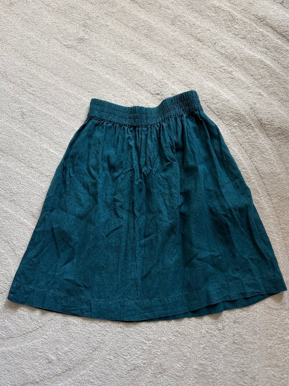 notPERFECTLINEN SION gathered linen skirt in Emerald L 23.5 inch long